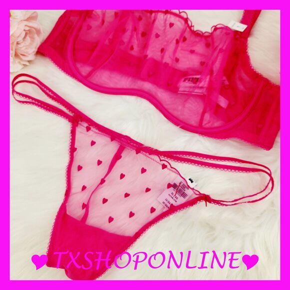 💗👙Victoria’s Secret Wink Unlined Scoop Bra and Strappy Thong Set👙💗 - Picture 4 of 8